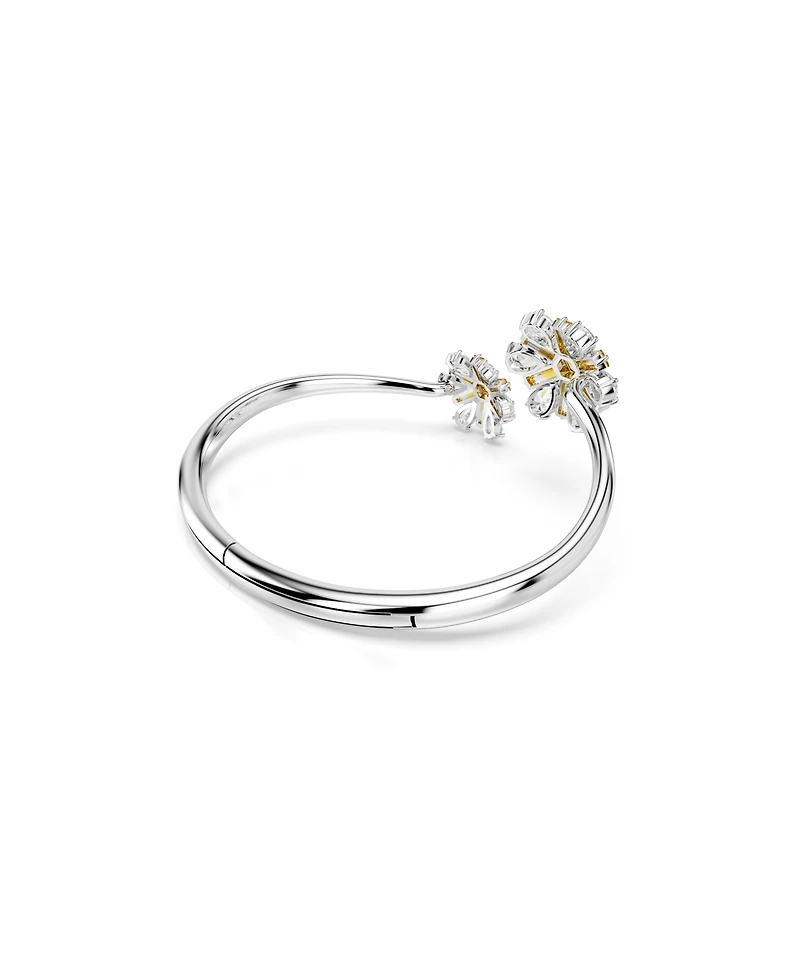 Swarovski Flower, Yellow, Rhodium Plated Idyllia Bangle Bracelet
