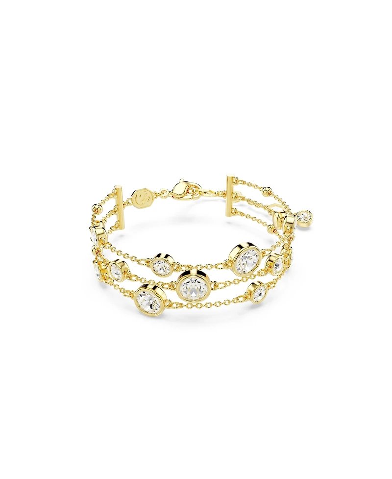 Swarovski Round Cut, White, Gold-Tone Imber Wide Bracelet