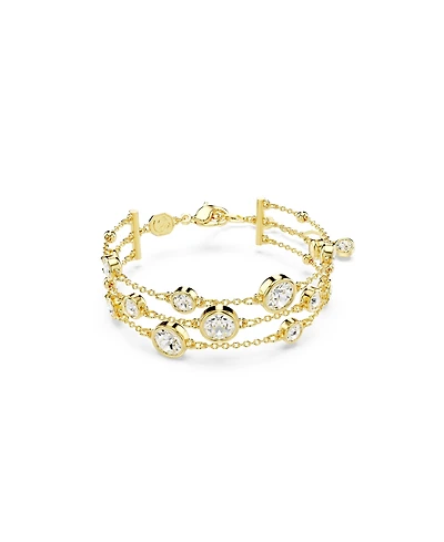 Swarovski Round Cut, White, Gold-Tone Imber Wide Bracelet