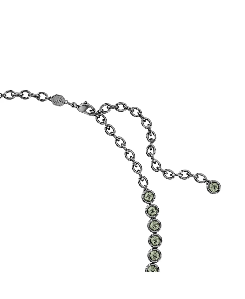 Swarovski Round Cut, Gray, Ruthenium Plated Imber Tennis Necklace