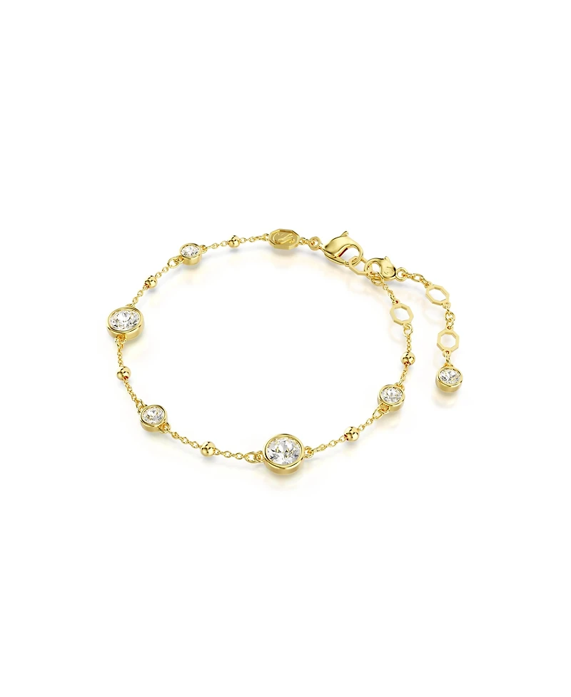 Swarovski Round Cut, White, Gold-Tone Imber Bracelet