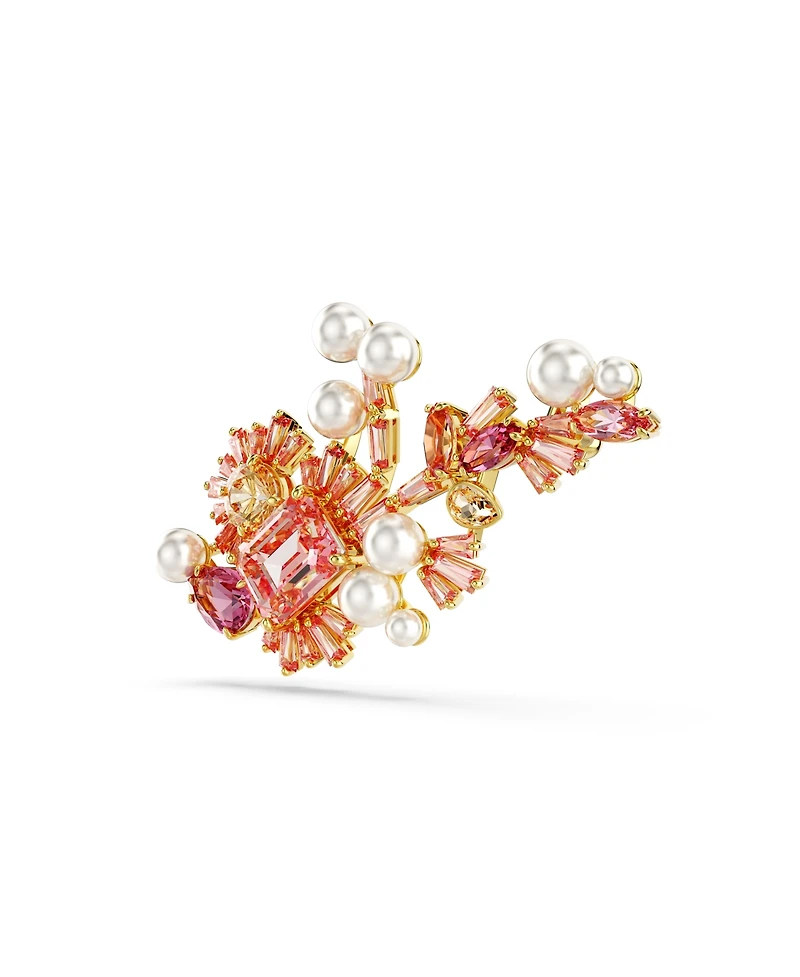 Swarovski Mixed Cuts, Flower, Pink, Gold-Tone Gema Brooch