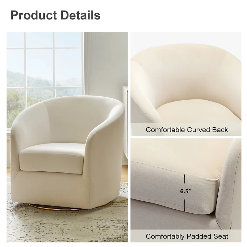 Swivel Accent Chair with Gold Metal Base for Living Room Nursery