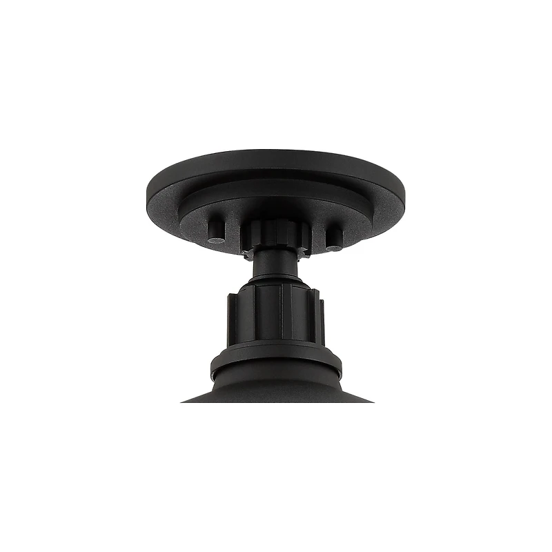 Arnett Rustic Industrial Semi Flush-Mount Urban Barn Outdoor Ceiling Light Semi Flush Mount Fixture Black Aluminum 12" for Exterior House Porch Patio