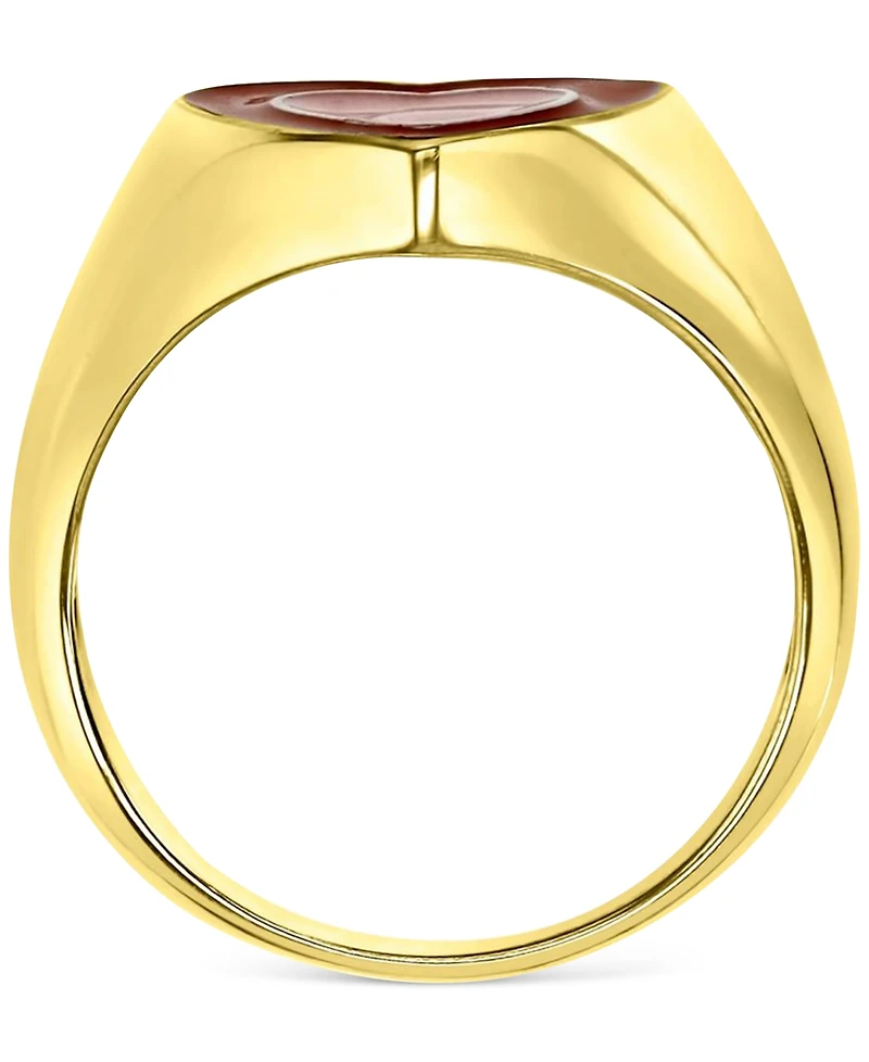 Red & Pink Enamel Heart Ring 14k Gold-Plated Sterling Silver