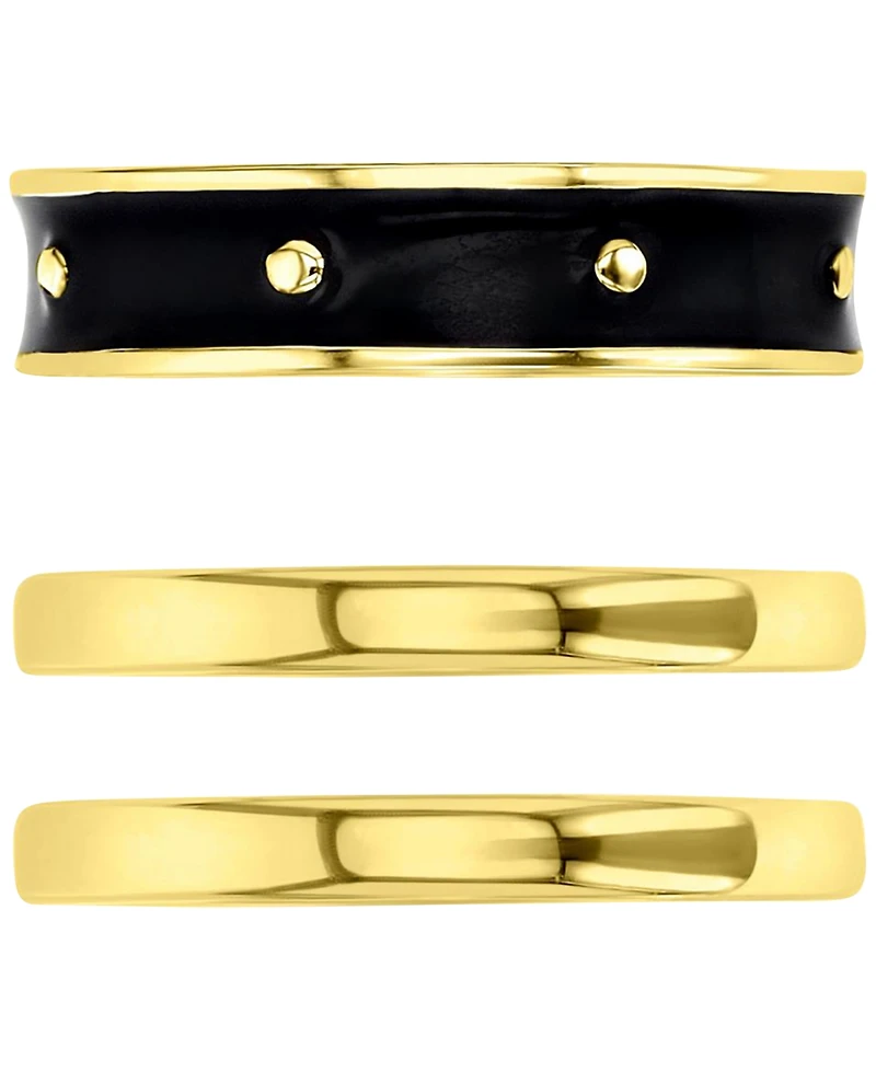 3-Pc. Set Enamel & Polished Stack Rings 14k Gold-Plated Sterling Silver