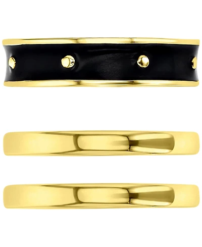 3-Pc. Set Enamel & Polished Stack Rings 14k Gold-Plated Sterling Silver