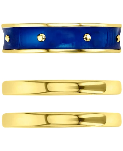 3-Pc. Set Enamel & Polished Stack Rings 14k Gold-Plated Sterling Silver