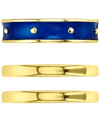 3-Pc. Set Enamel & Polished Stack Rings 14k Gold-Plated Sterling Silver