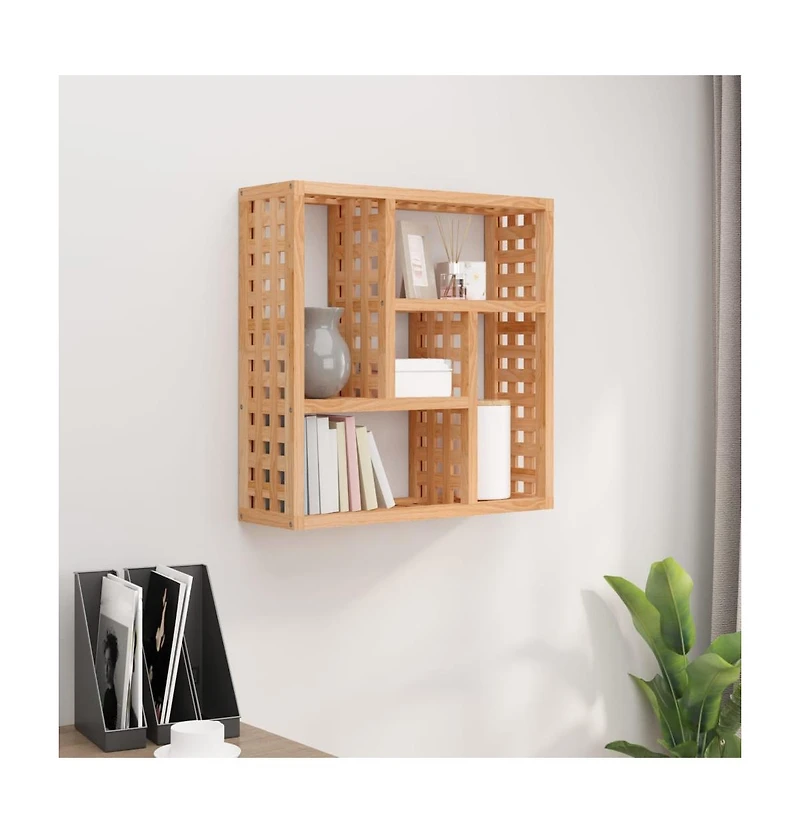 Wall Shelf 19.3"x5.9"x19.3" Solid Wood Walnut