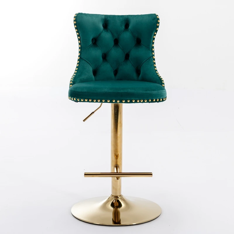 Streamdale Furniture Adjustable Swivel Velvet Bar Stools Set of 2