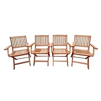 Foldable Patio Dining Set, 4 Folding Chairs, Indoor And Outdoor Universal, Teak