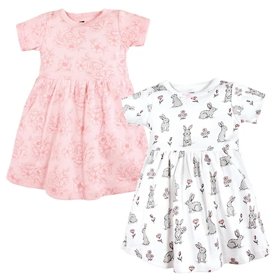 Hudson Baby Toddler Girls Hudson Cotton Dresses, Bunny Floral