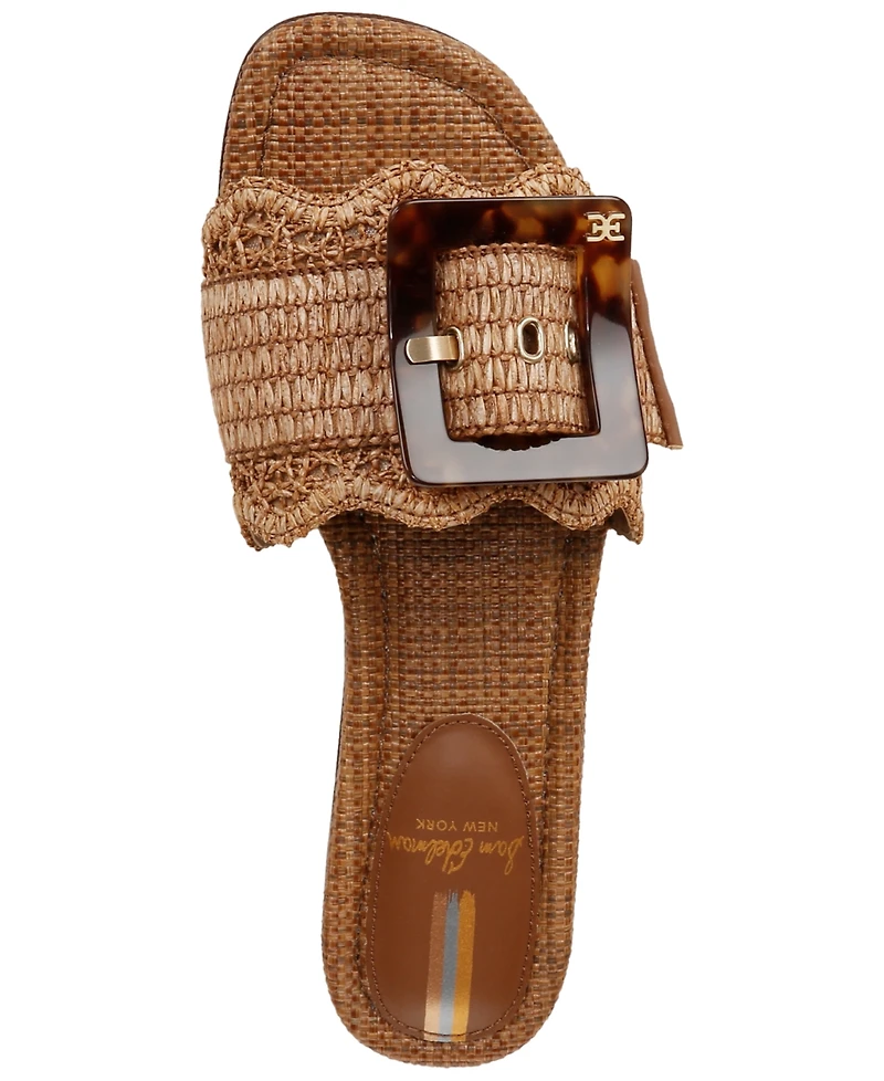 Sam Edelman Women's Bambi Raffia Buckle Slide Sandals