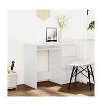 vidaXL Desk High Gloss White 35.4"x17.7"x29.9" Engineered Wood