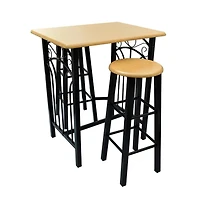 vidaXL Bar Table and Stool Set 3 Pieces Wood and Steel