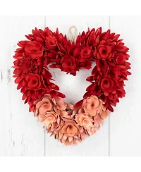 Northlight Wooden Rose Artificial Valentine's Day Floral Wreath, 15"