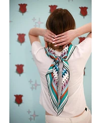 Jessie Zhao New York Double Sided Silk Scarf of Reconstruction with Shapes in Blue