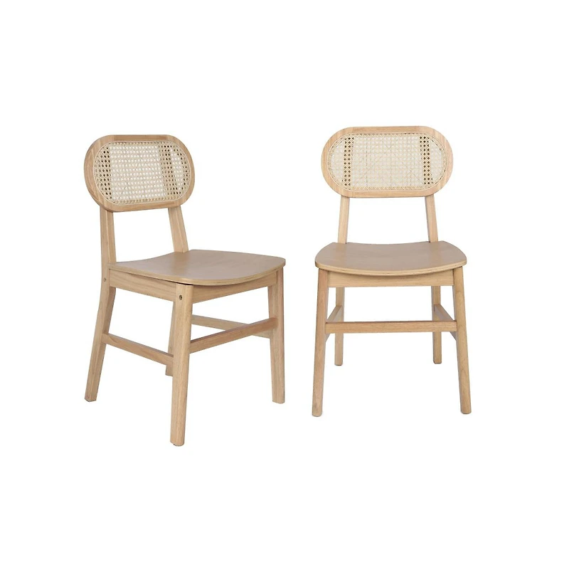 Analise Set Of 2 Cane Rattan Dining Chairs With Solid Wood Frames