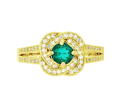 Cubic Zirconia Knot Ring 14k Gold-Plated Sterling Silver
