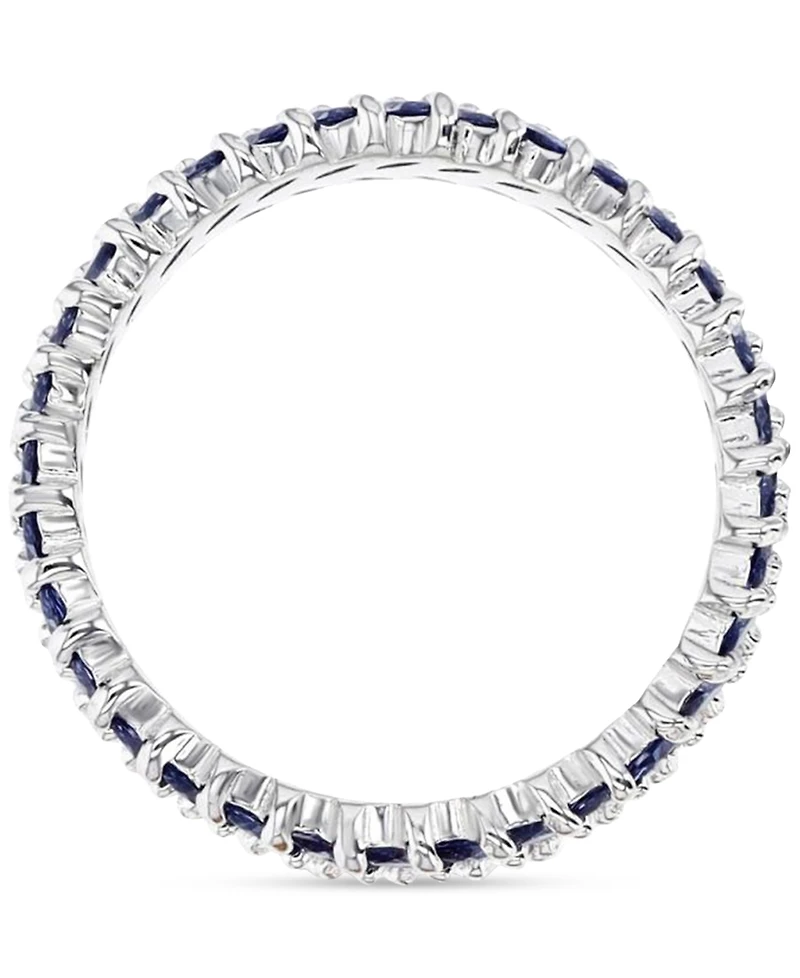 Cubic Zirconia Blue & White Marquise Chevron Eternity Band Sterling Silver