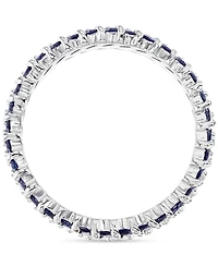 Cubic Zirconia Blue & White Marquise Chevron Eternity Band Sterling Silver
