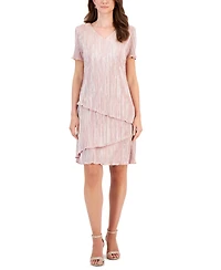 Connected Women's Short-Sleeve Jersey V-Neck Sheath Dress