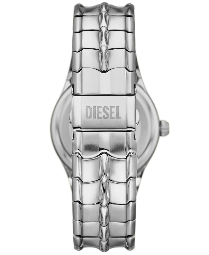 Diesel Men's Vert Three Hand Date Silver-Tone Stainless Steel Watch 44mm