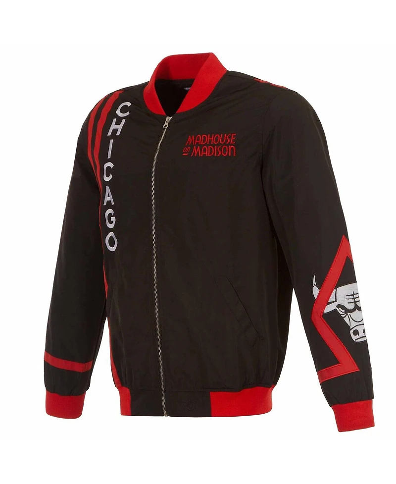Men's Jh Design Black Chicago Bulls 2023/24 City Edition Nylon Full-Zip Bomber Jacket
