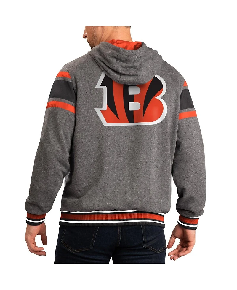 Men's G-iii Sports by Carl Banks Black, Gray Cincinnati Bengals Extreme Full Back Reversible Hoodie Full-Zip Jacket