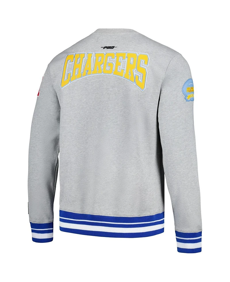 Men's Pro Standard Heather Gray Los Angeles Chargers Crest Emblem Pullover Sweatshirt