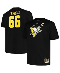 Men's Profile Mario Lemieux Black Pittsburgh Penguins Big and Tall Captain Patch Name Number T-shirt