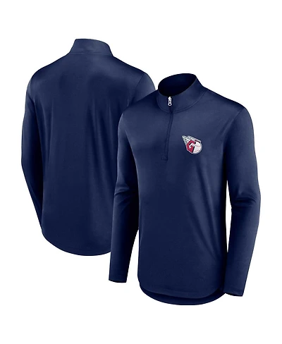 Men's Fanatics Navy Cleveland Guardians Quarterback Quarter-Zip Top