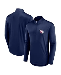 Men's Fanatics Navy Cleveland Guardians Quarterback Quarter-Zip Top