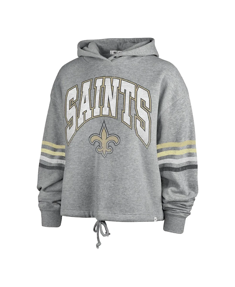 Women's '47 Brand Heather Gray Distressed New Orleans Saints Upland Bennett Pullover Hoodie