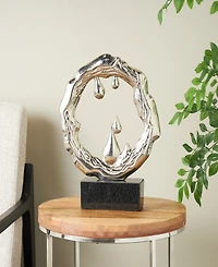 Rosemary Lane Aluminum Abstract Metallic Melting Drip Collection Sculpture with Marble Base