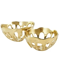 Rosemary Lane Aluminum Drip Decorative Bowl with Open Frame Design, Set of 2 - 13", 11" H