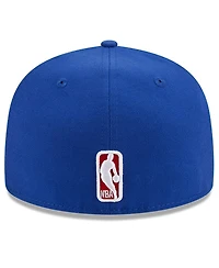 Men's New Era Royal Philadelphia 76ers Chain stitch Logo Pin 59FIFTY Fitted Hat