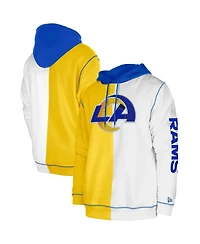 Men's New Era Gold, White Los Angeles Rams Third Down Split Raglan Pullover Hoodie