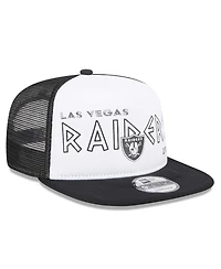 Men's New Era White, Black Las Vegas Raiders Banger 9FIFTY Trucker Snapback Hat