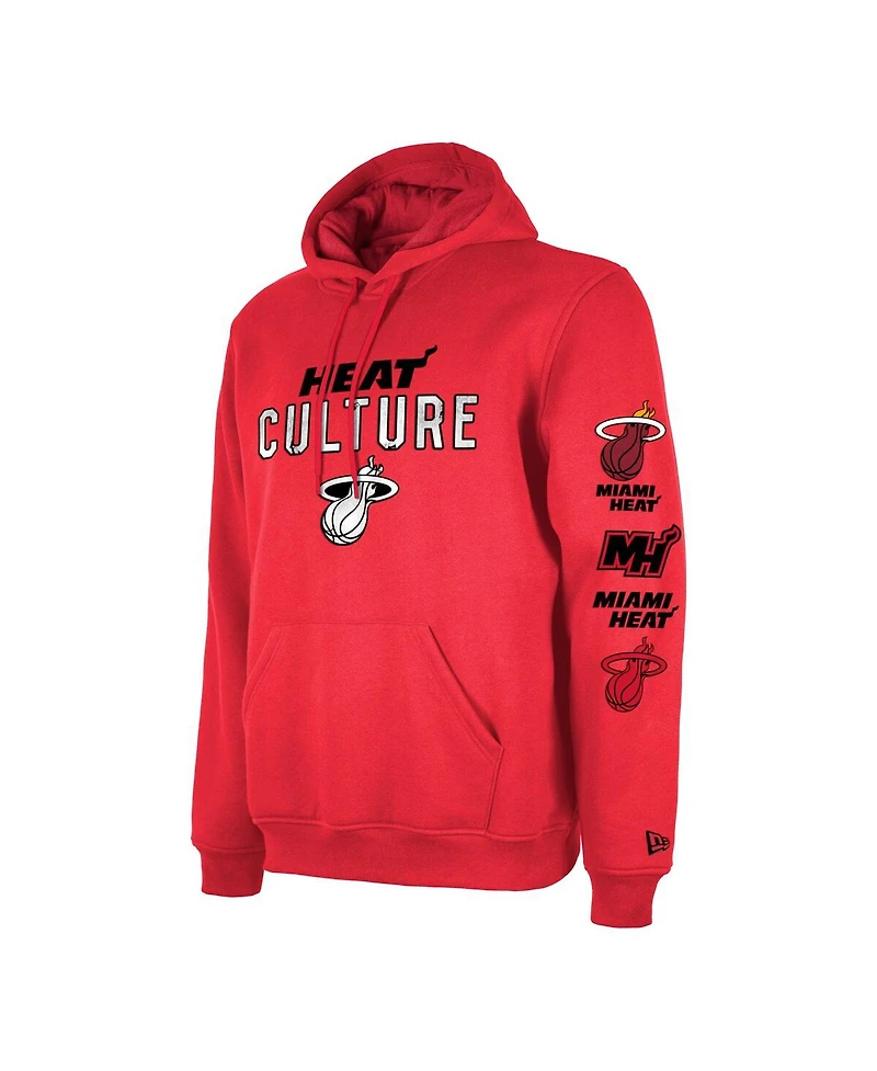 Men's New Era Red Distressed Miami Heat Big and Tall 2023/24 City Edition Jersey Pullover Hoodie