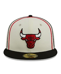Men's New Era Cream, Black Chicago Bulls Piping 2-Tone 59FIFTY Fitted Hat