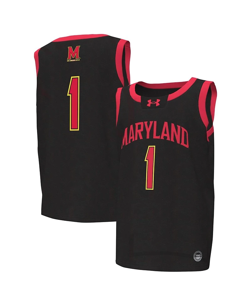 Big Boys Under Armour #1 Black Maryland Terrapins Replica Basketball Jersey