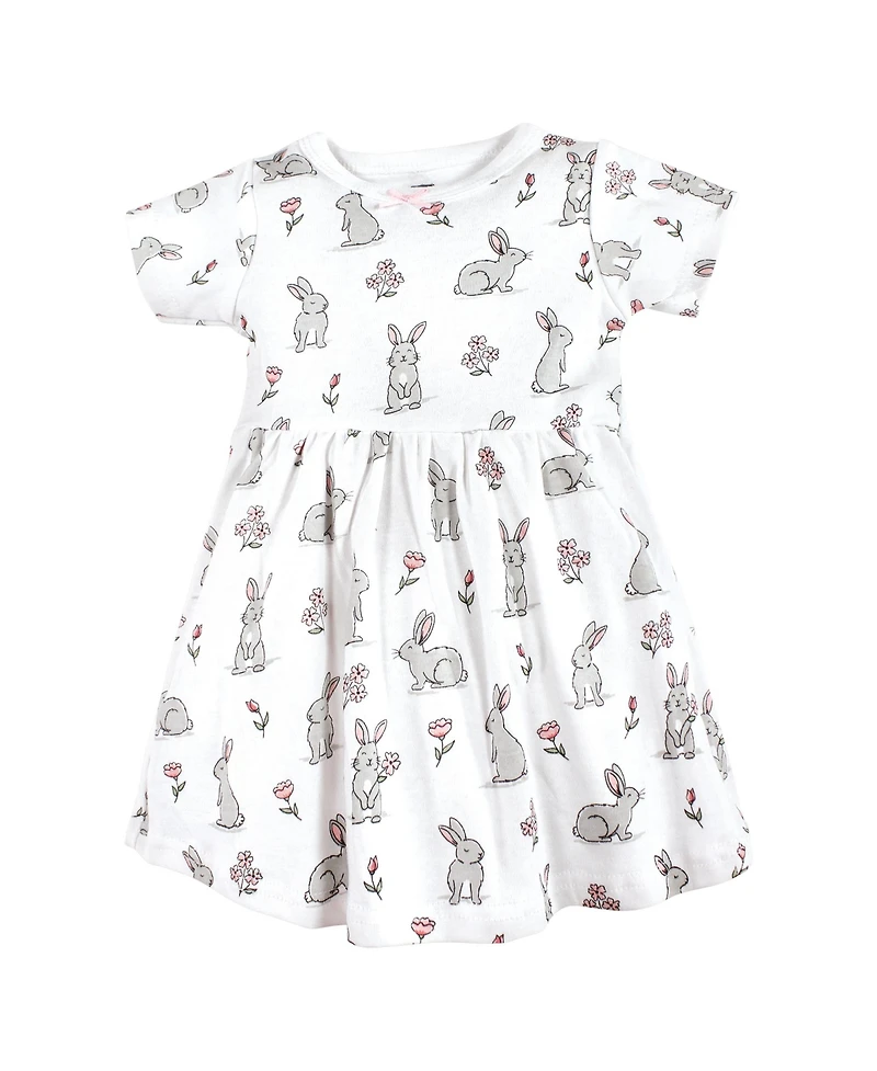 Hudson Baby Toddler Girls Hudson Cotton Dresses, Bunny Floral