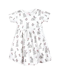 Hudson Baby Toddler Girls Hudson Cotton Dresses, Bunny Floral