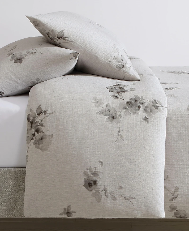 Calvin Klein Aquarelle Floral Cotton Melange Gauze 3 Piece Duvet Cover Set