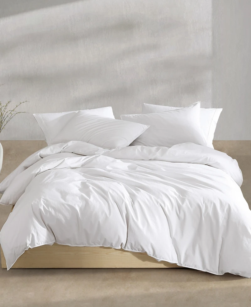Closeout! Calvin Klein Washed Percale Cotton Solid 3 Piece Comforter Set