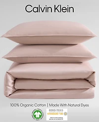 Closeout! Calvin Klein Organic Earth Solid Cotton Sateen 3 Piece Duvet Cover Set