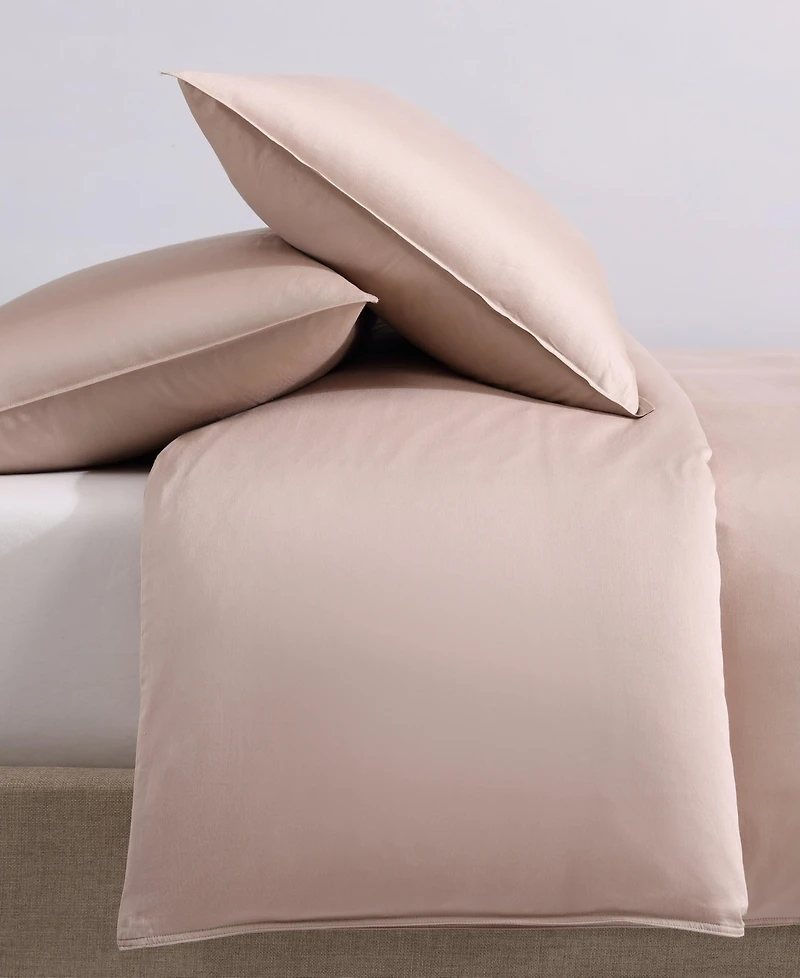 Closeout! Calvin Klein Organic Earth Solid Cotton Sateen 3 Piece Duvet Cover Set