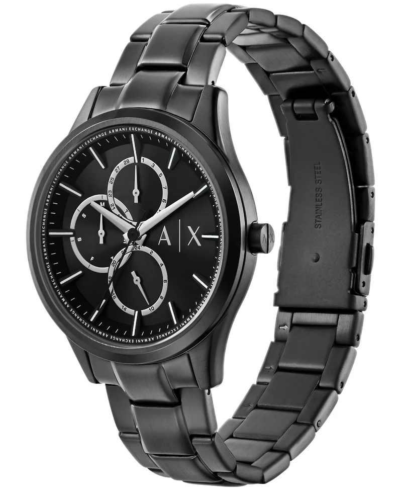 A|X Armani Exchange Men's Multifunction Black Stainless Steel Watch 42mm and Bracelet Set